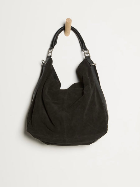 Suzie Suede Slouch Tote in Black