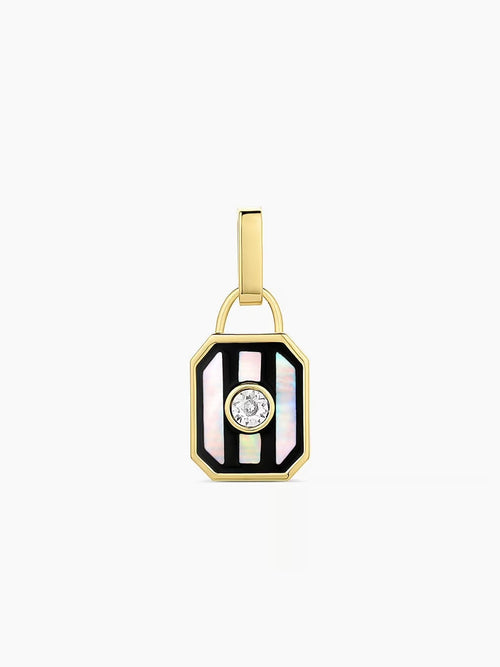 Mother of Pearl Stripe Tag Charm