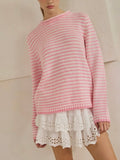 Don't Stop The Stripe Sweater in Pink