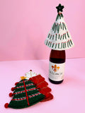 Felt Tree Bottle Topper in Green/Ivory