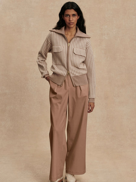 Ablett Jacquard Knit Jacket in Taupe