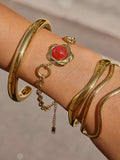 Plume Red Stone Chain Bracelet