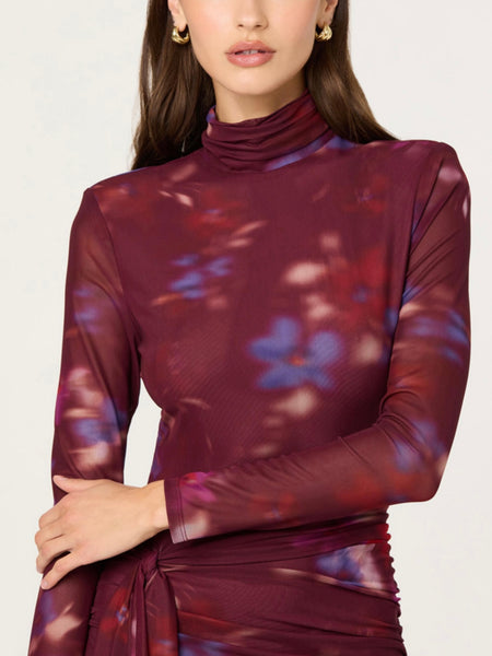 Aubriella Dress in Dark Plum Multi