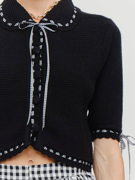 All The Right Ribbons Knit Top in Black