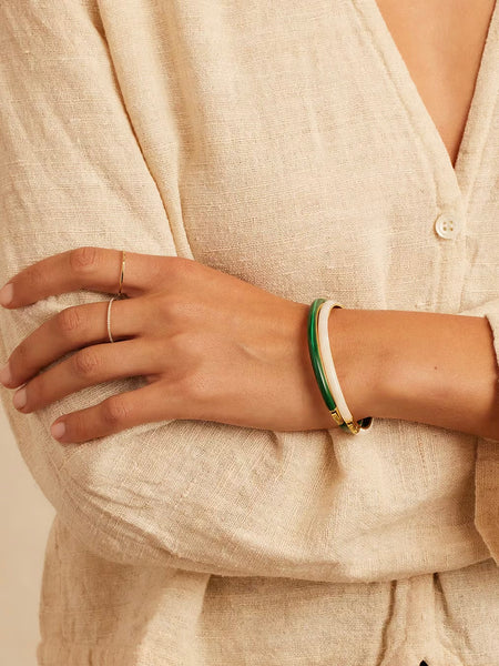 Paseo Marble Cuff in Malachite Marble Gold
