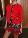 Cherry Holly Cardigan in Red