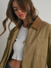 Call Me Cord Barn Jacket in Khaki