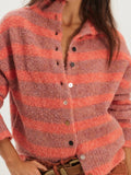 WTF Button Collection Cardigan in Peach Combo