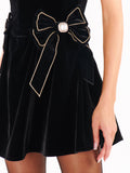 Ricci Skort Dress in Black Velvet