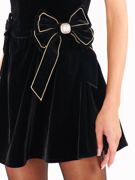 Ricci Skort Dress in Black Velvet