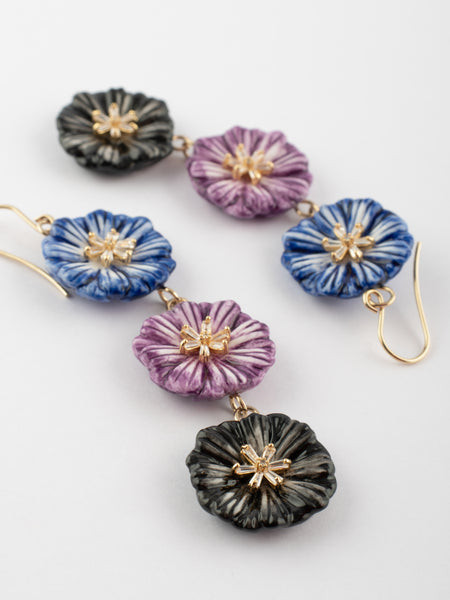 Big Aster Flower Pendant Earrings