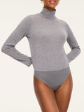 Cashknit Turtleneck Bodysuit in Lava Grey