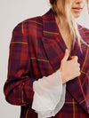 Dean Double Breasted Blazer in Plum Combo