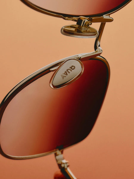 Uptown Sunnies in Brushed Gold & Maple Honey