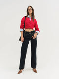 Camille Cable Knit Cardigan in Red