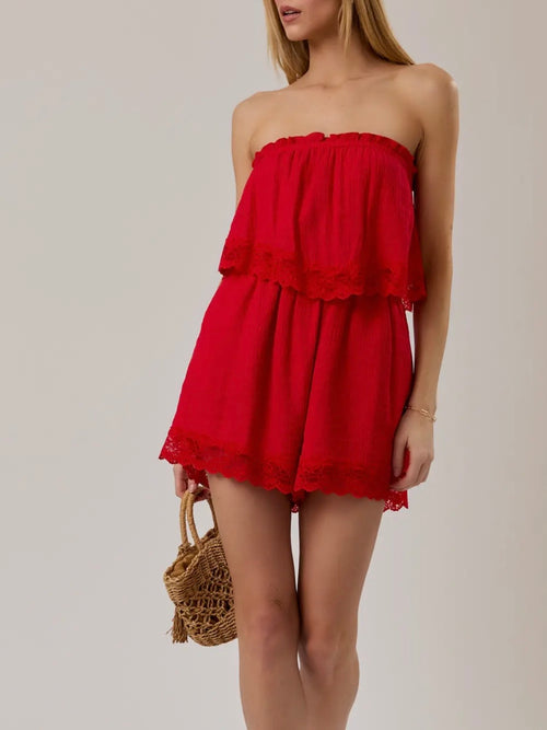 All Weekend Long Romper in Red