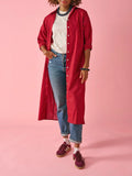 Colette Shirt Dress in Port & Red
