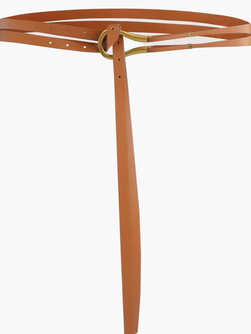 Loop Belt in Cognac & Gold