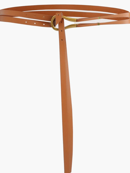 Loop Belt in Cognac & Gold