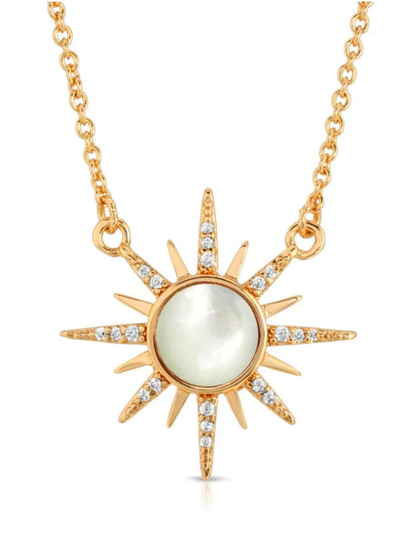 Gemstone Starburst Necklace in Mother of Pearl