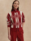 Karina Jacquard Knit Jacket in Red Dahlia
