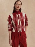 Karina Jacquard Knit Jacket in Red Dahlia