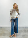 Piper Cabana Stripe Cardigan in Cream & Brown
