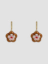 Porcelain Flower Earrings in Brown