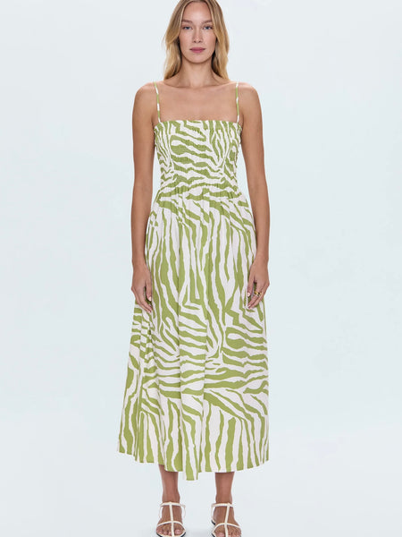 Bianca Smocked Dress in Safari Lime
