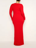 Virgo Rib Long Sleeve Gown in Grenadine