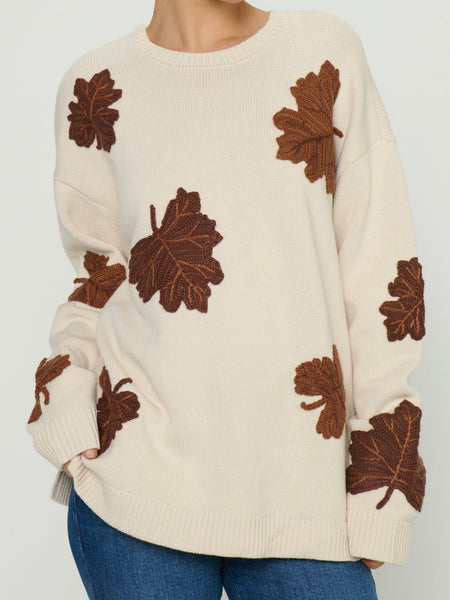 Go To Sweater in Fall Leaves Knit