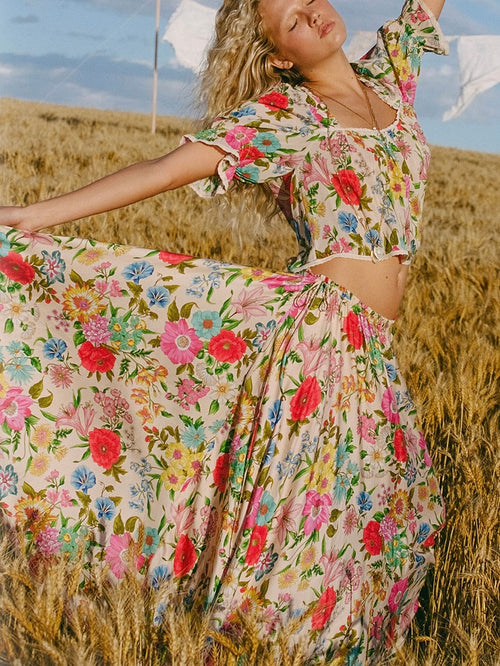 Valley of the Dolls Maxi Skirt in Opal