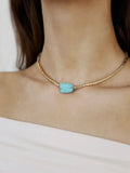 Gold Beaded Turquoise Nugget Necklace