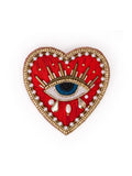 Avery Heart Eye Beaded Embroidered Brooch