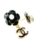 Camellia Charm Earrings in Black