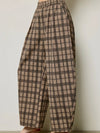 Pursuing Plaid Barrel Pants in Brown