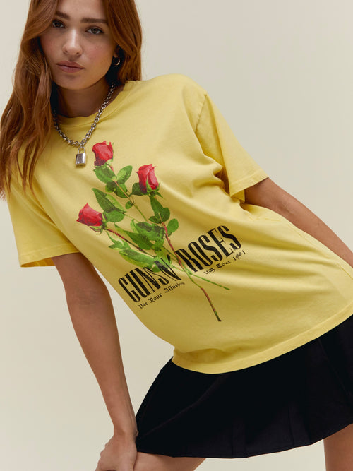Guns N Roses Use Your Illusion Roses Weekend Tee in Yellow Bloom