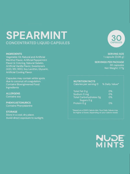 NUDE Mints Double Action Liquid Mint Capsules in Spearmint