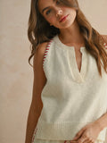 Take Me Out Stitch Tank in Ivory & Red
