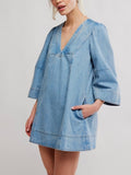 Goldie Denim Mini Dress in Celestial Blue