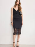 Satin Lace Camisole in Black