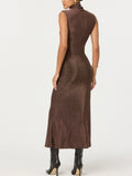 Riana Dress in Brown Metallic