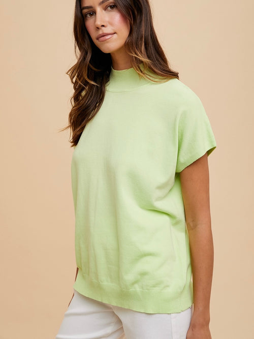 Mock It To Me Top in Soft Lime