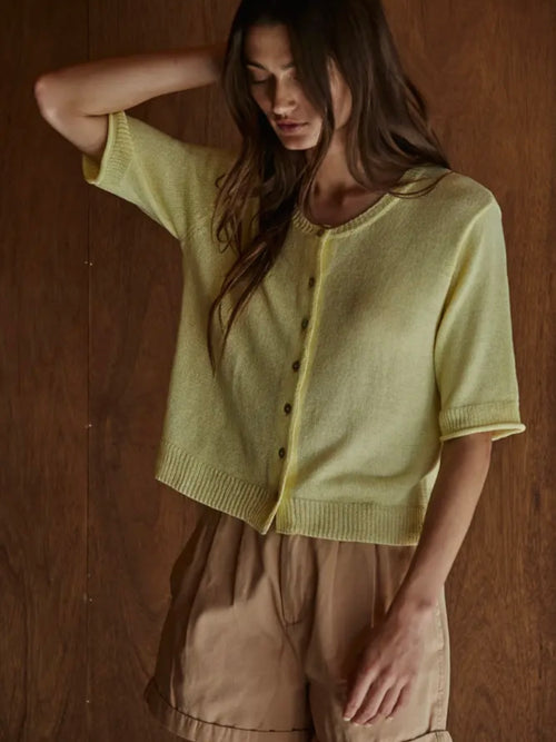 Sweet Summer Cardi Top in Lemon