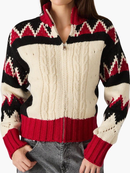 Averia Sweater Jacket in Red Multi