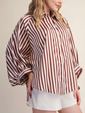Stripe Season Blouse in Brown