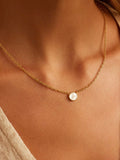 Rose Marble Coin Necklace in Mother of Pearl