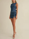 Back To Business Denim Skirt in Dark Blue