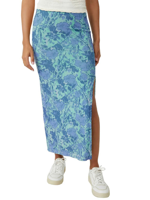 Rosalie Mesh Midi Skirt in Teal Combo