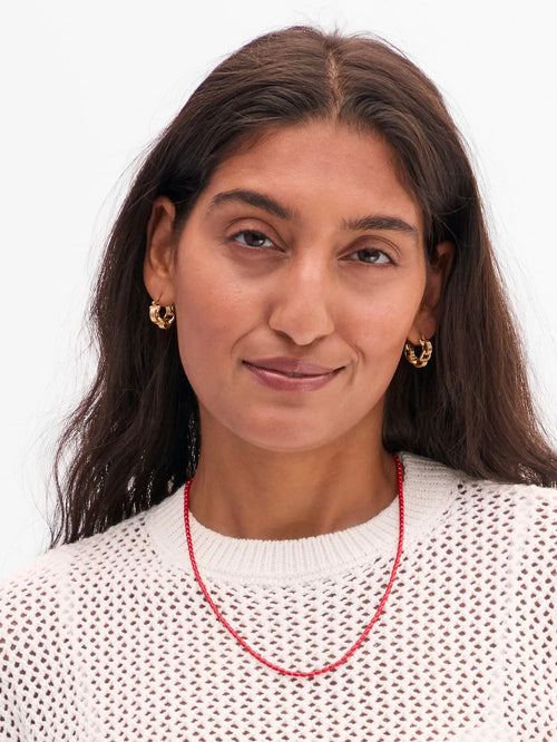 Enamel Barrel Chain Necklace 18" in Poppy